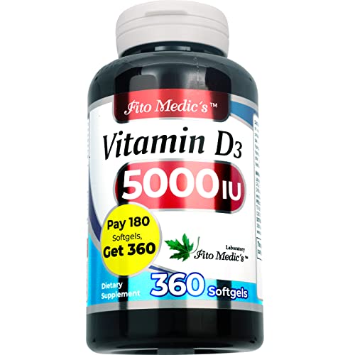 Vitamin D3-360 Softgels -5000 iu - Ultra High Absorption