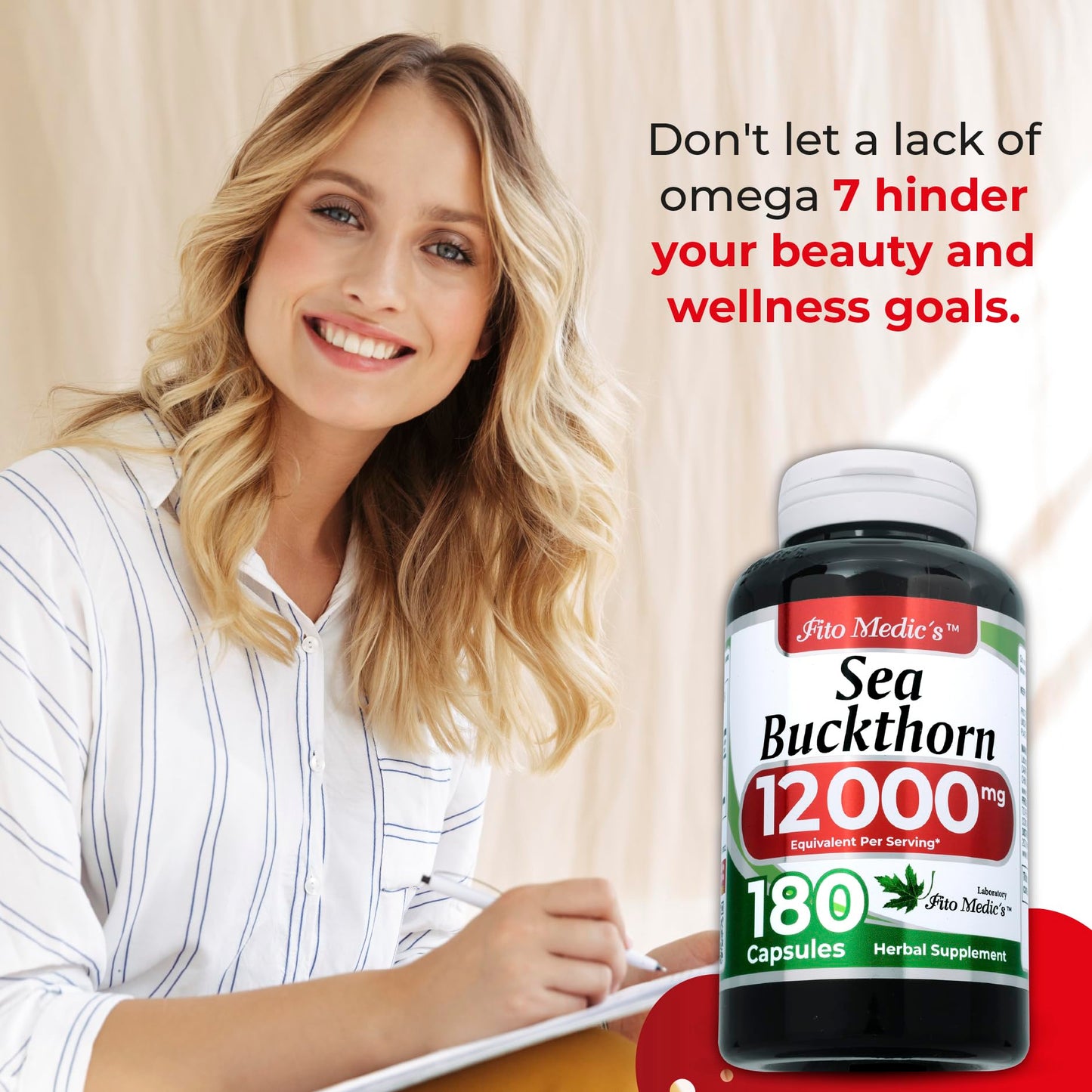 Sea Buckthorn |180 capsules | 12000 mg | Ultra High Absorption