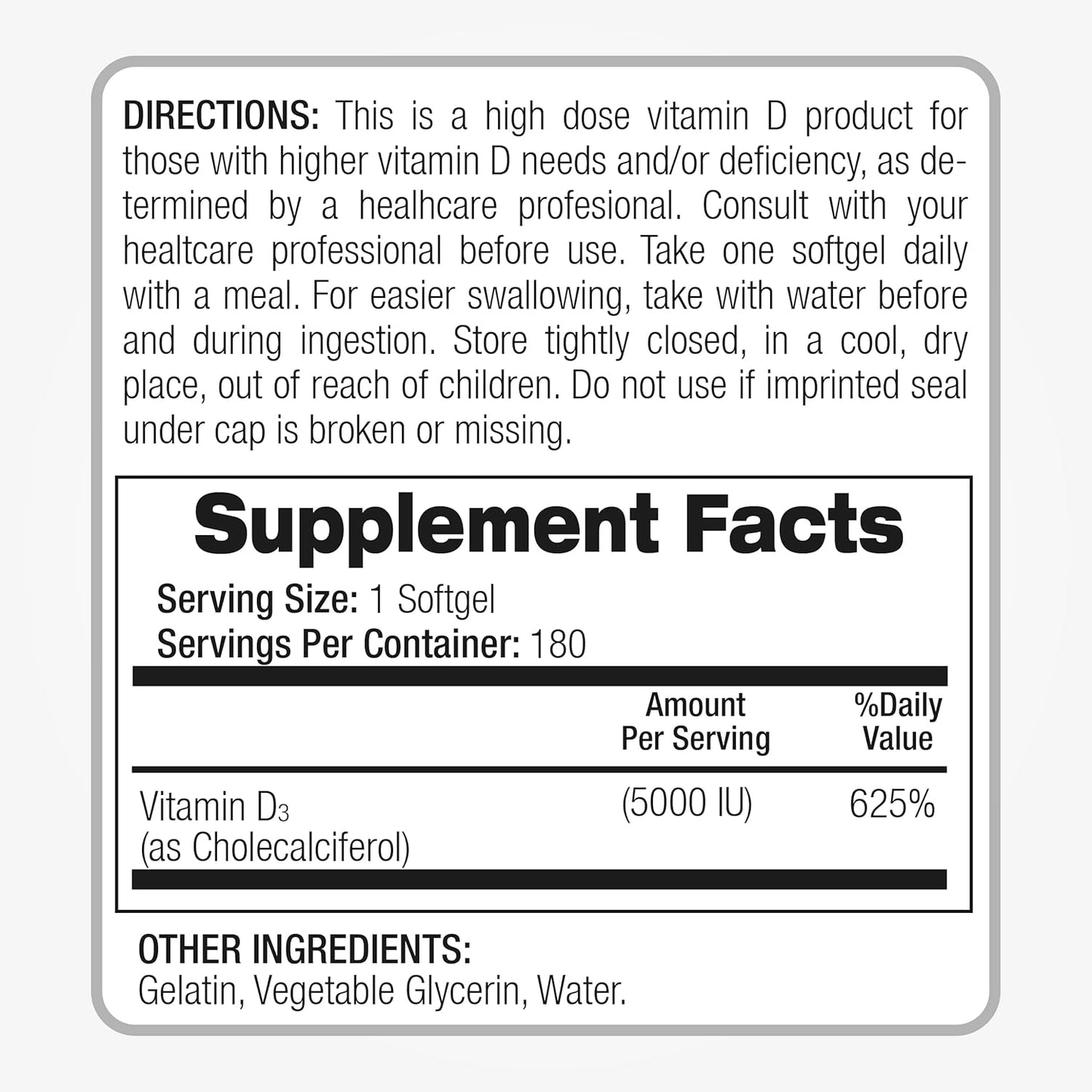 Vitamin D3 5000 IU Ultra high Absorption 360 Softgels - Vitamin d3 5000 iu - for Bone, Teeth, Muscle and Immune Health Support, , vitamina d3.