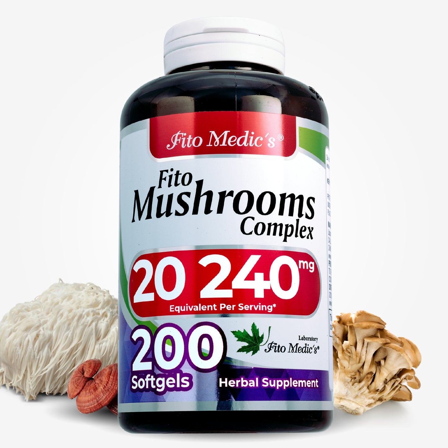 Fito Mushrooms Complex 20240 mg Ultra High Absorption 200 softgels
