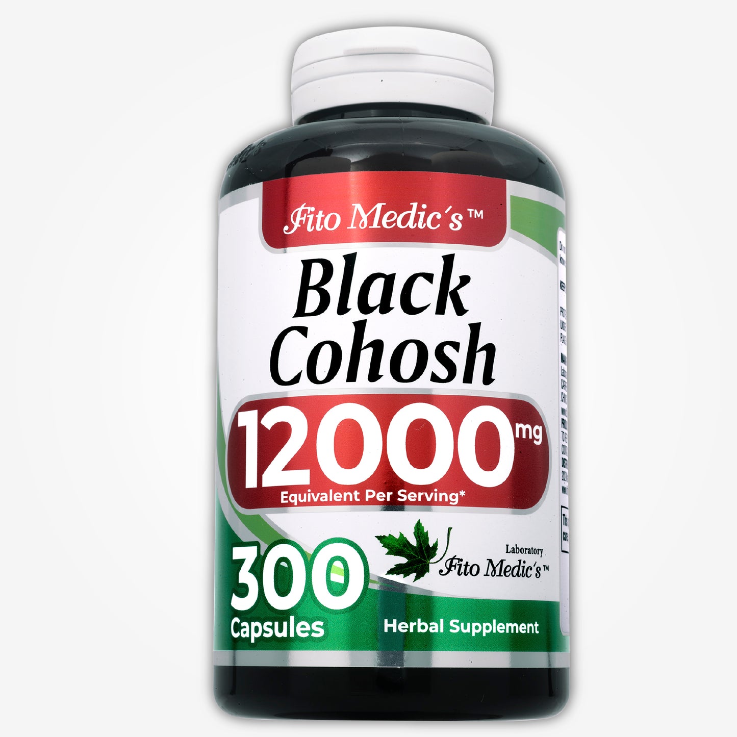 Black Cohosh Root Extract 12000 mg Equivalent, Herbal Supplement for Women, 300 Capsules