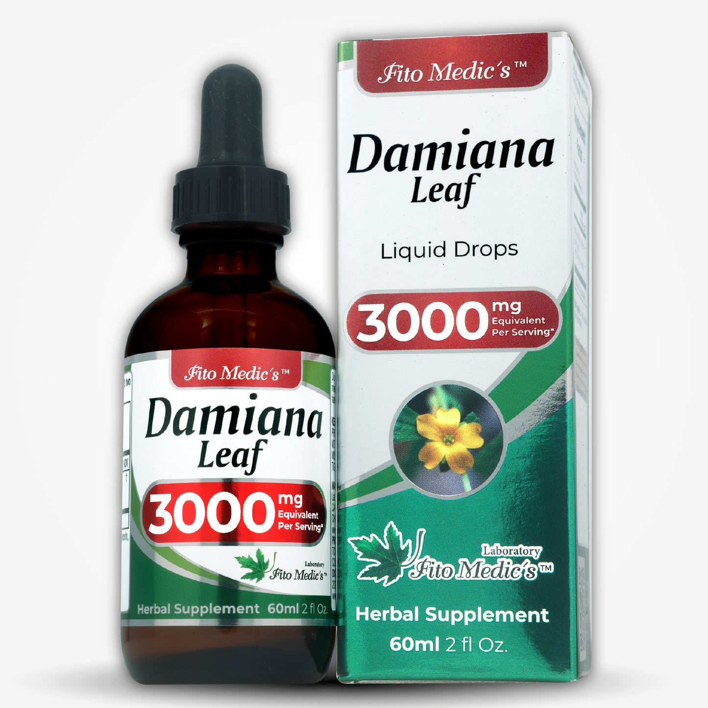 Damiana Leaf Extract 3000 mg, Alcohol Free Herbal Supplement, 2 fl oz