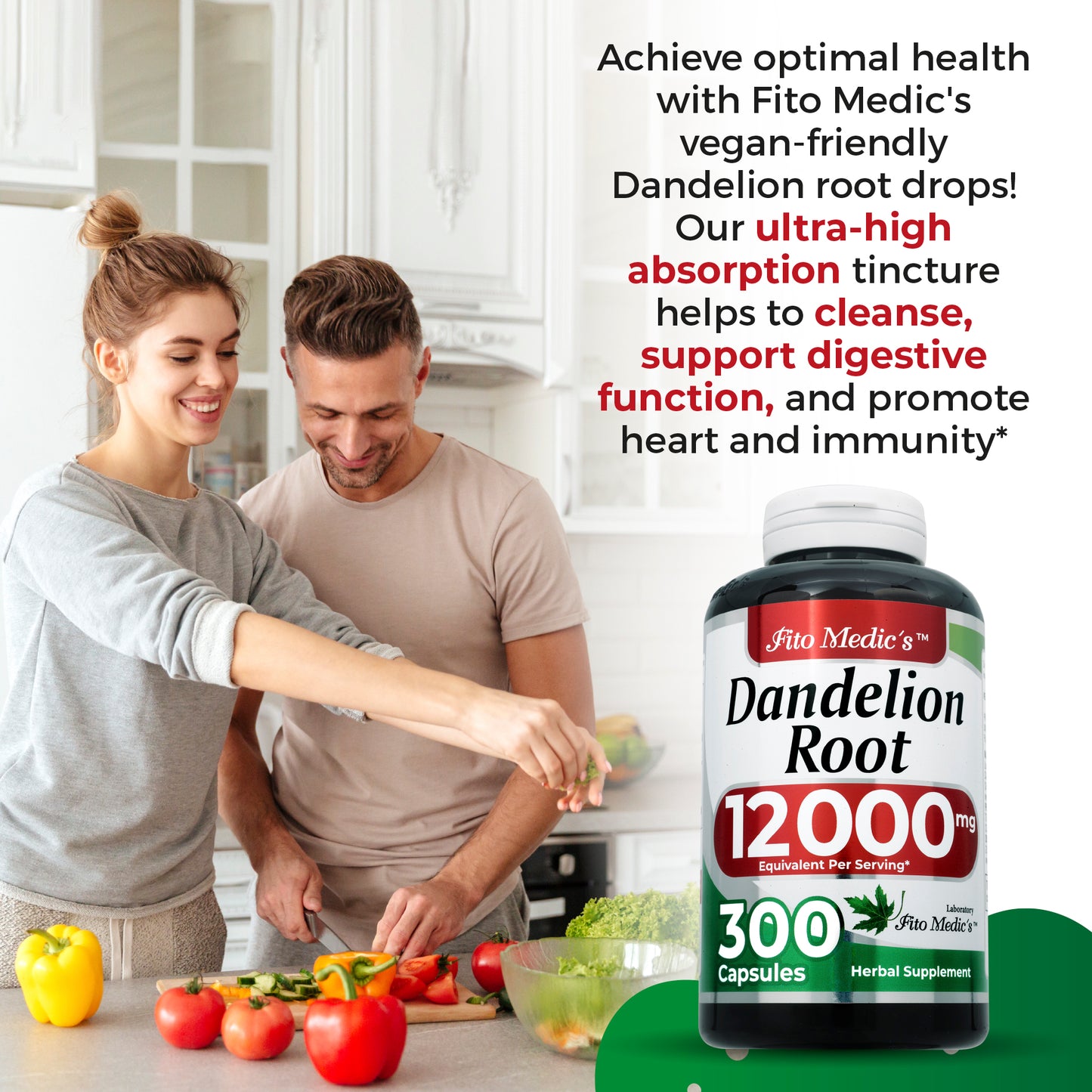 Dandelion Root - 300 Capsules - Concentrated Extract - Highly Absorbable Herbal Supplement