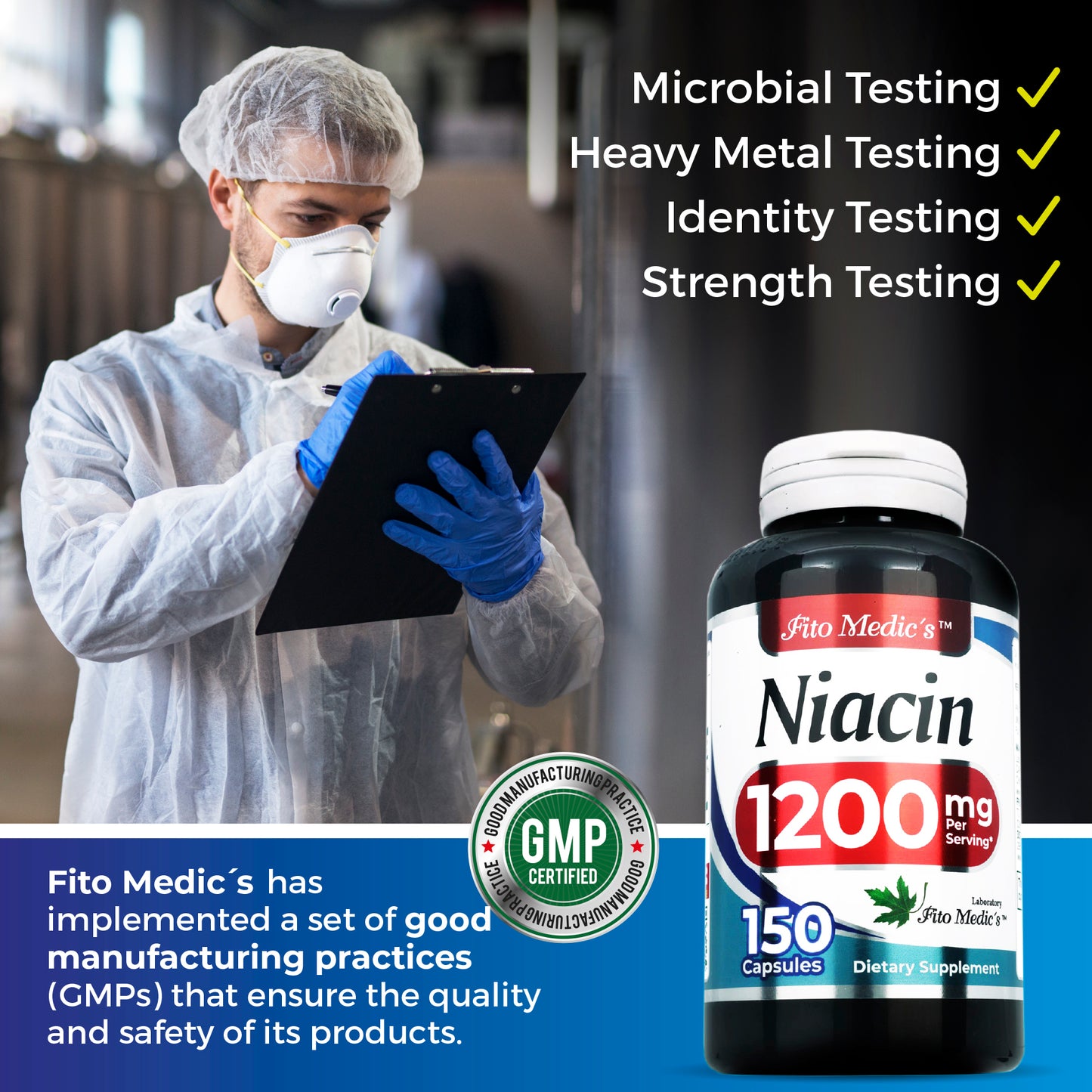 Niacin - Vitamin b3-1200 mg per Serving, 150 Capsules - Ultra high Absorption