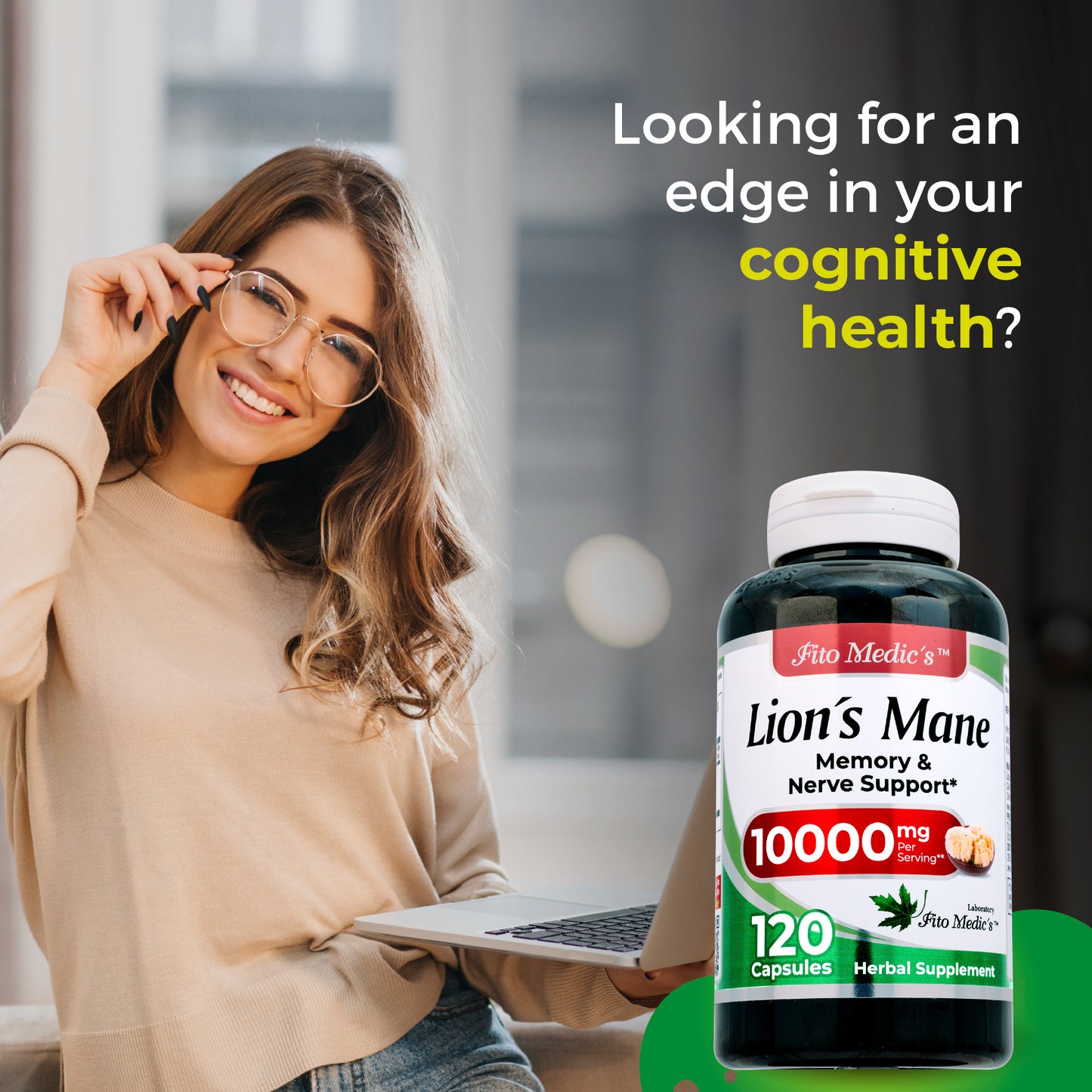 LIONS MANE 10000 mg Ultra High Absorption 120 Capsules