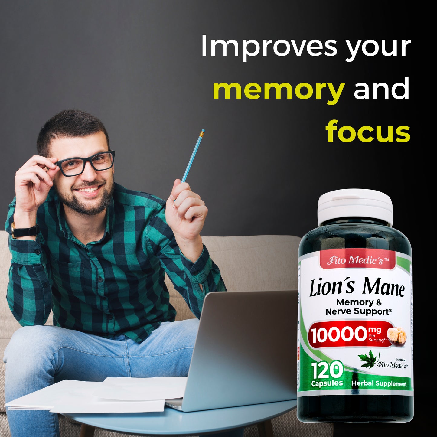 LIONS MANE 10000 mg Ultra High Absorption 120 Capsules