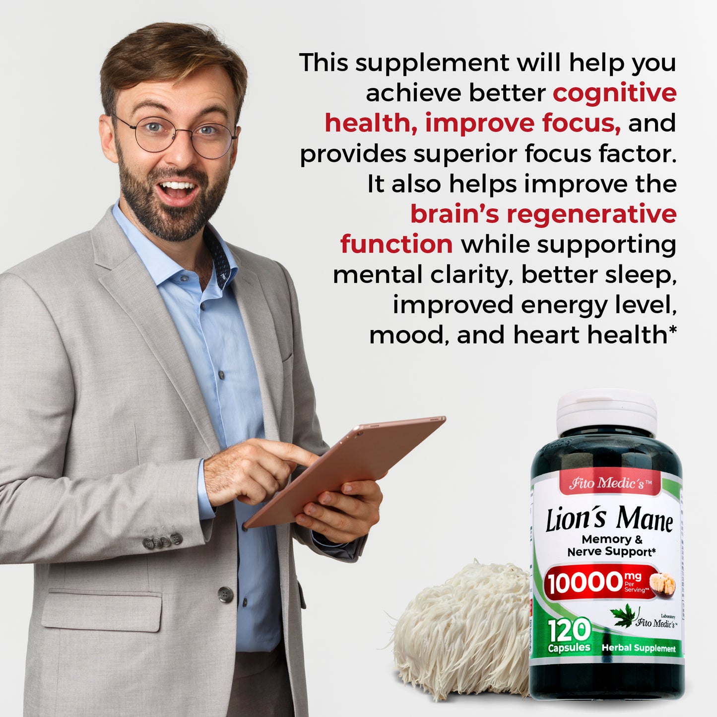 LIONS MANE 10000 mg Ultra High Absorption 120 Capsules