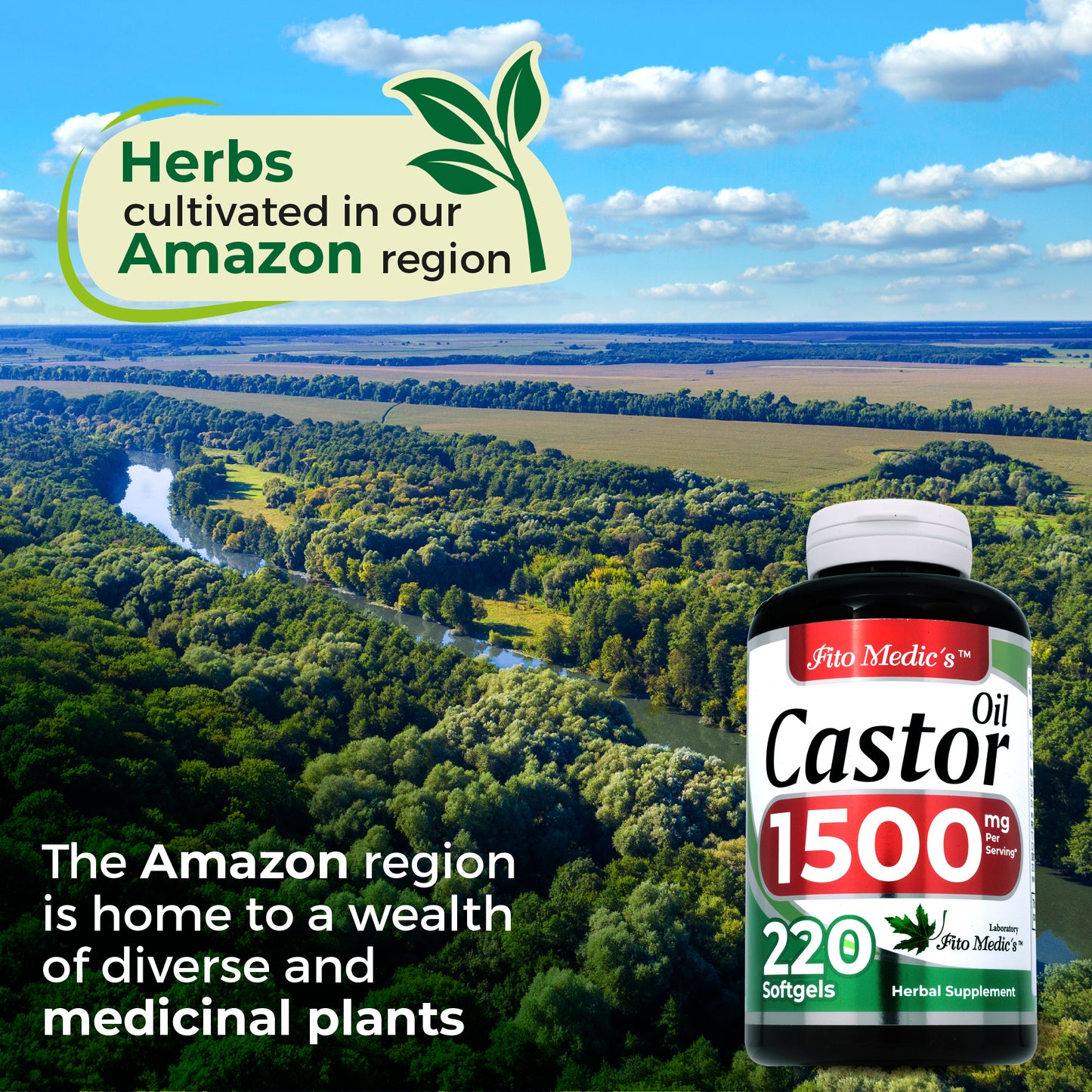 Castor Oil Pills 1500 mg Ultra High Absorption 220 softgels