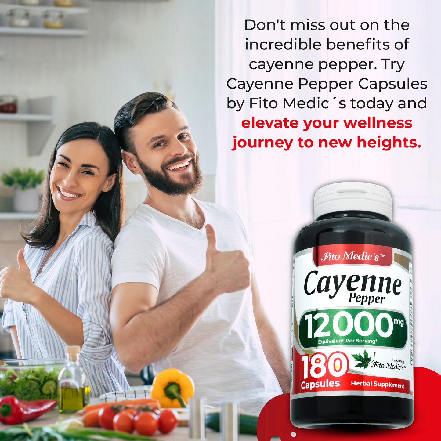 Cayenne Pepper Capsules Organic 12000 mg Ultra high Absorption 180 capsules