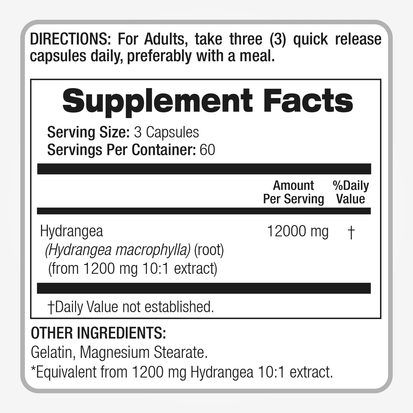 Hydrangea root 12000 mg Ultra high Absorption 180 capsules