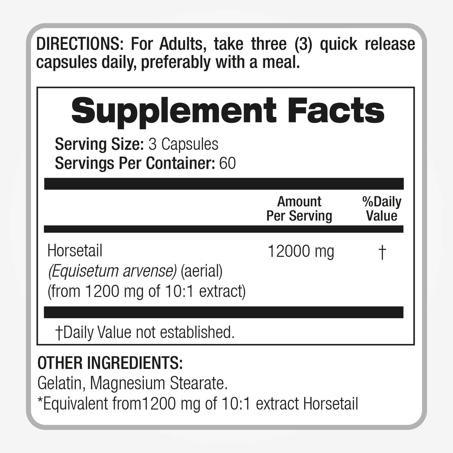 Horsetail herb 12000 mg Ultra high Absorption 180 capsules
