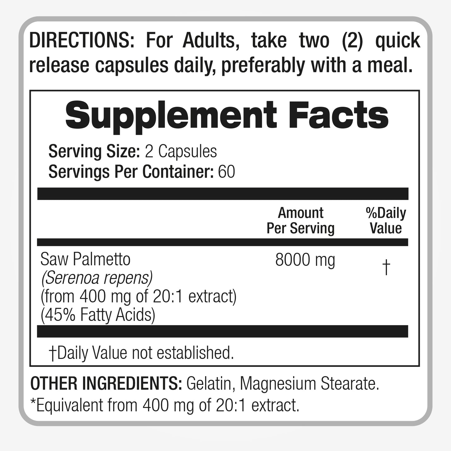 Saw palmetto 8000 mg Ultra High Absorption 120 Caps