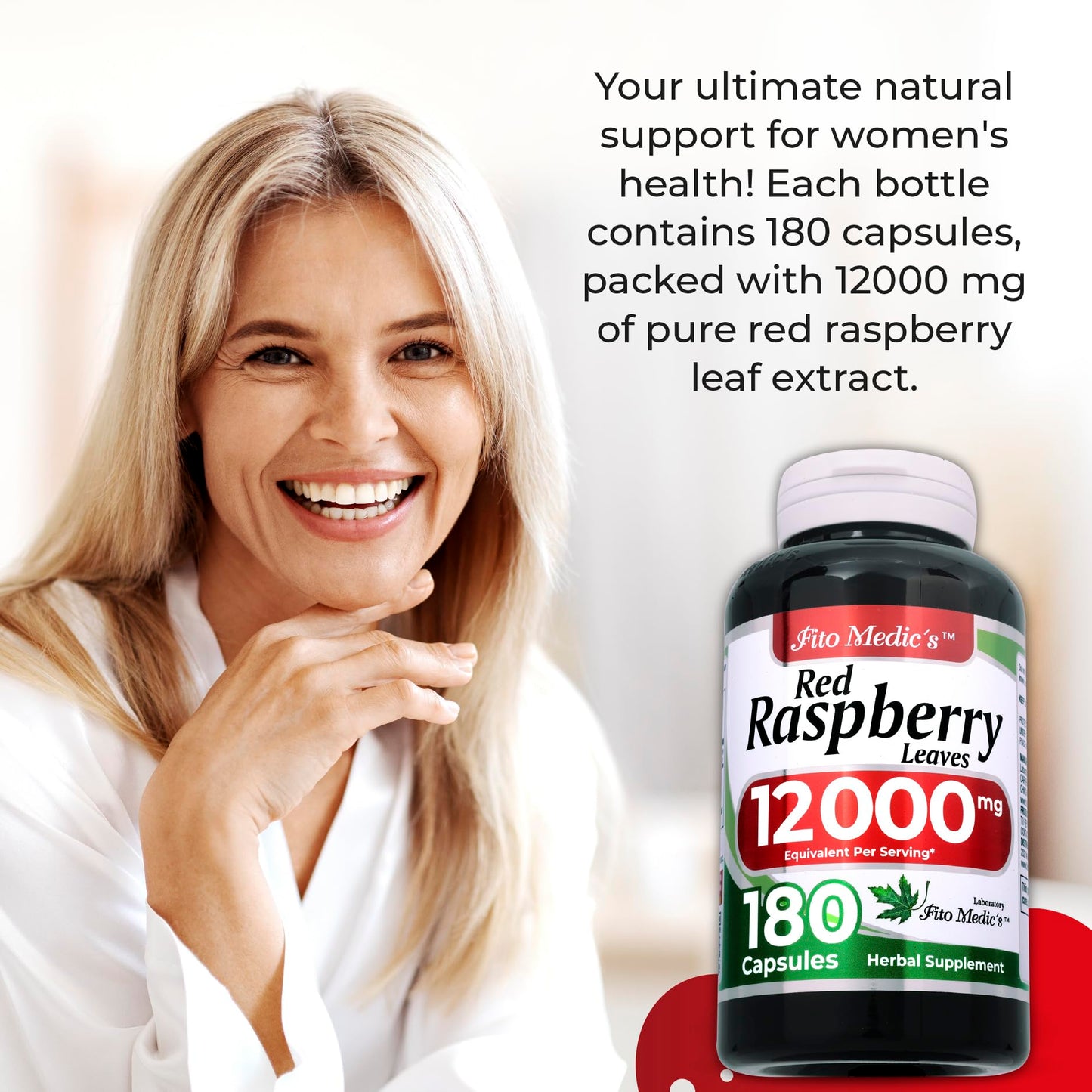 Red raspberry leaf | 180 capsules | 12000 mg | Ultra high Absorption.