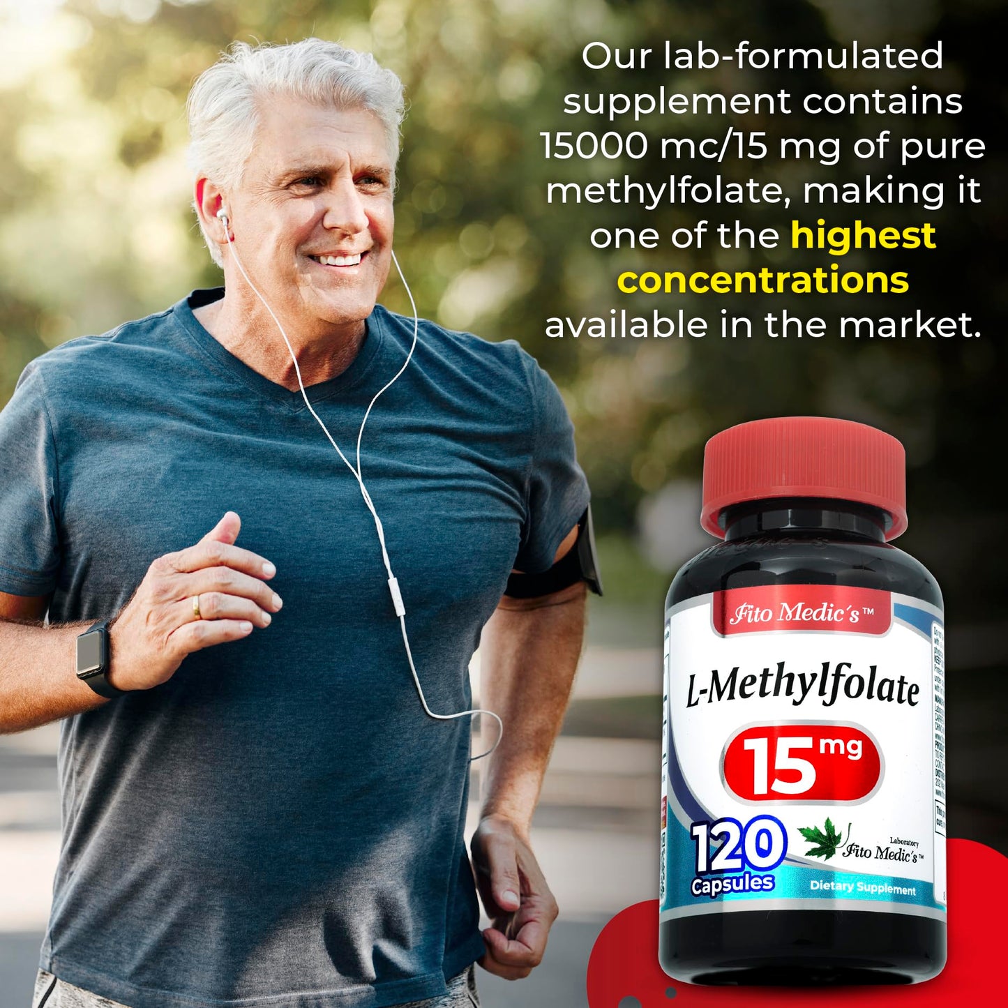 Methylfolate | 120 capsules | 15000 mc |15 mg | Ultra high Absorption