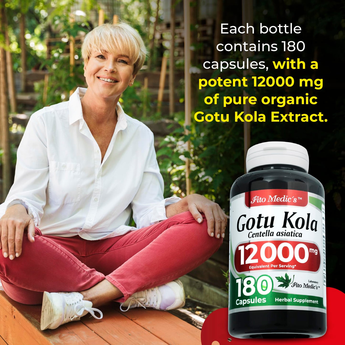 Gotu Kola | Centella Asiatica | 600 mg 20:1 per Serving | 180 Capsules