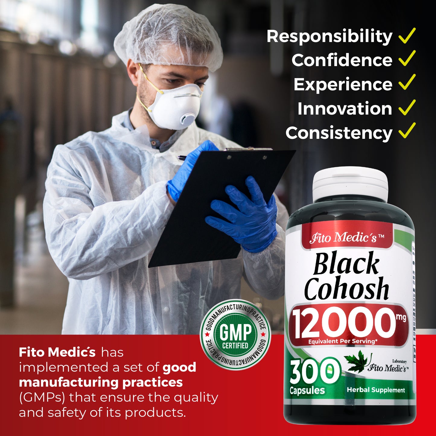FITO MEDIC'S Lab | Black Cohosh |300 Capsules | Black Cohosh Root | Black Cohosh Capsules | Concentrate Extract