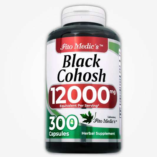 Black Cohosh Root Extract 12000 mg Equivalent, Herbal Supplement for Women, 300 Capsules