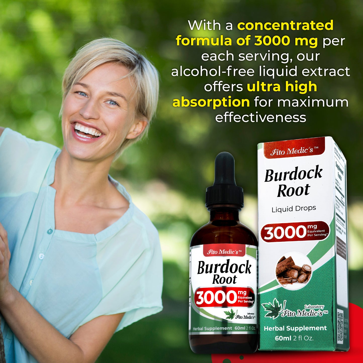 Burdock Root Extract 3000 mg, Alcohol Free Herbal Supplement, 2 fl oz