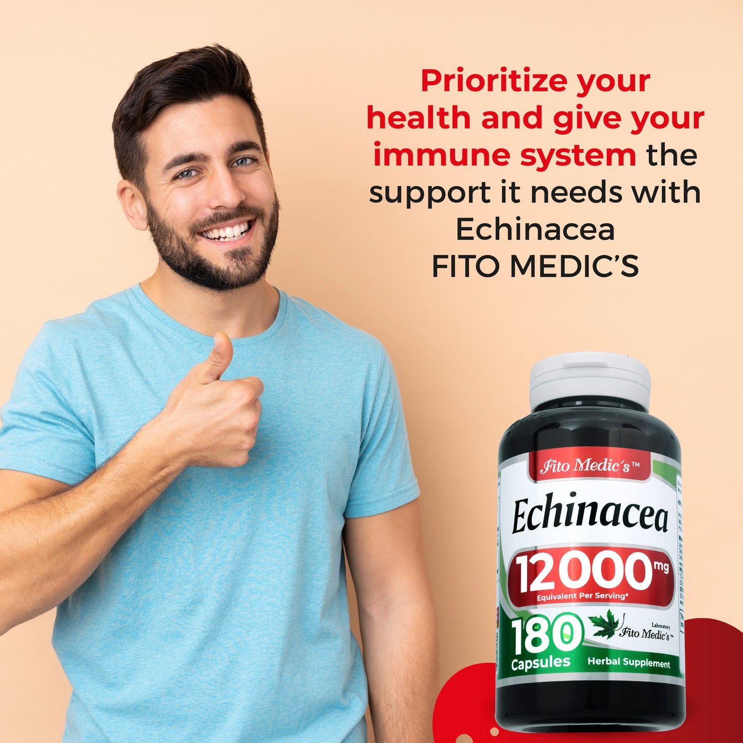 Echinacea Capsules | 12000 mg | 180 Capsules | Ultra High Absorption.