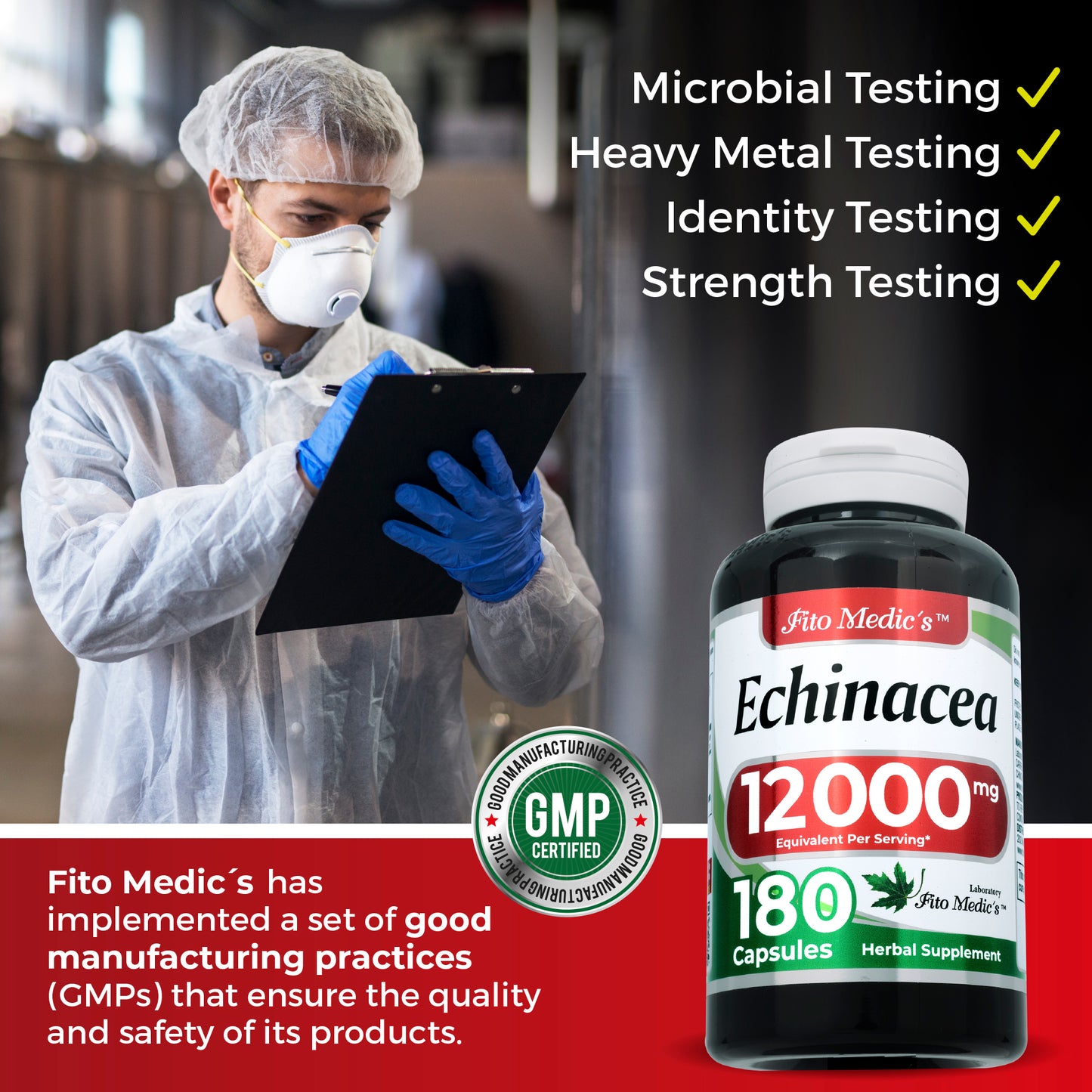 Echinacea Capsules | 12000 mg | 180 Capsules | Ultra High Absorption.