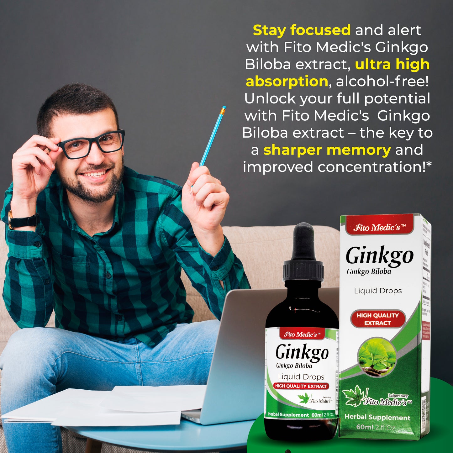 Ginkgo Biloba Drops Extract 60ml Ultra high Absorption