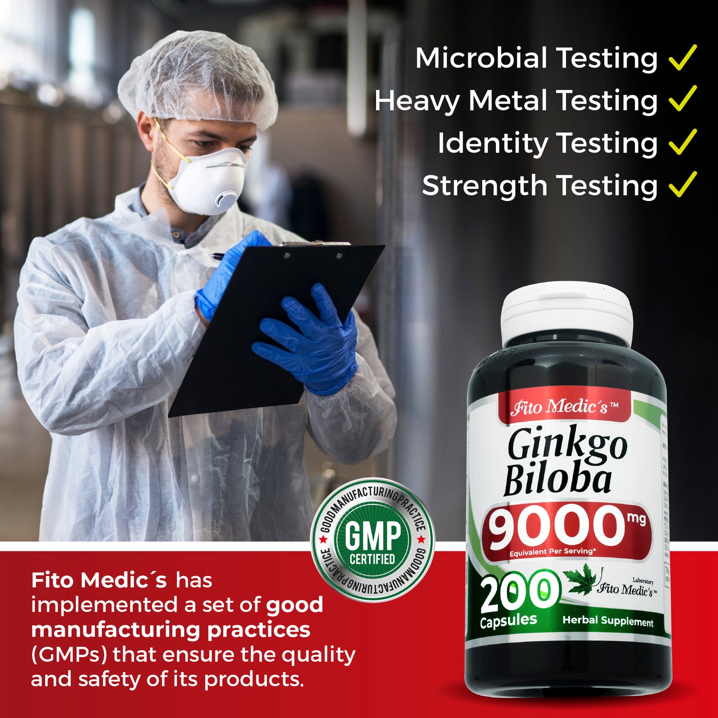 Ginkgo biloba Herb Leaf Capsules | 200 Capsules | Concentrated Extract | Highly Absorbable Herbal Supplement