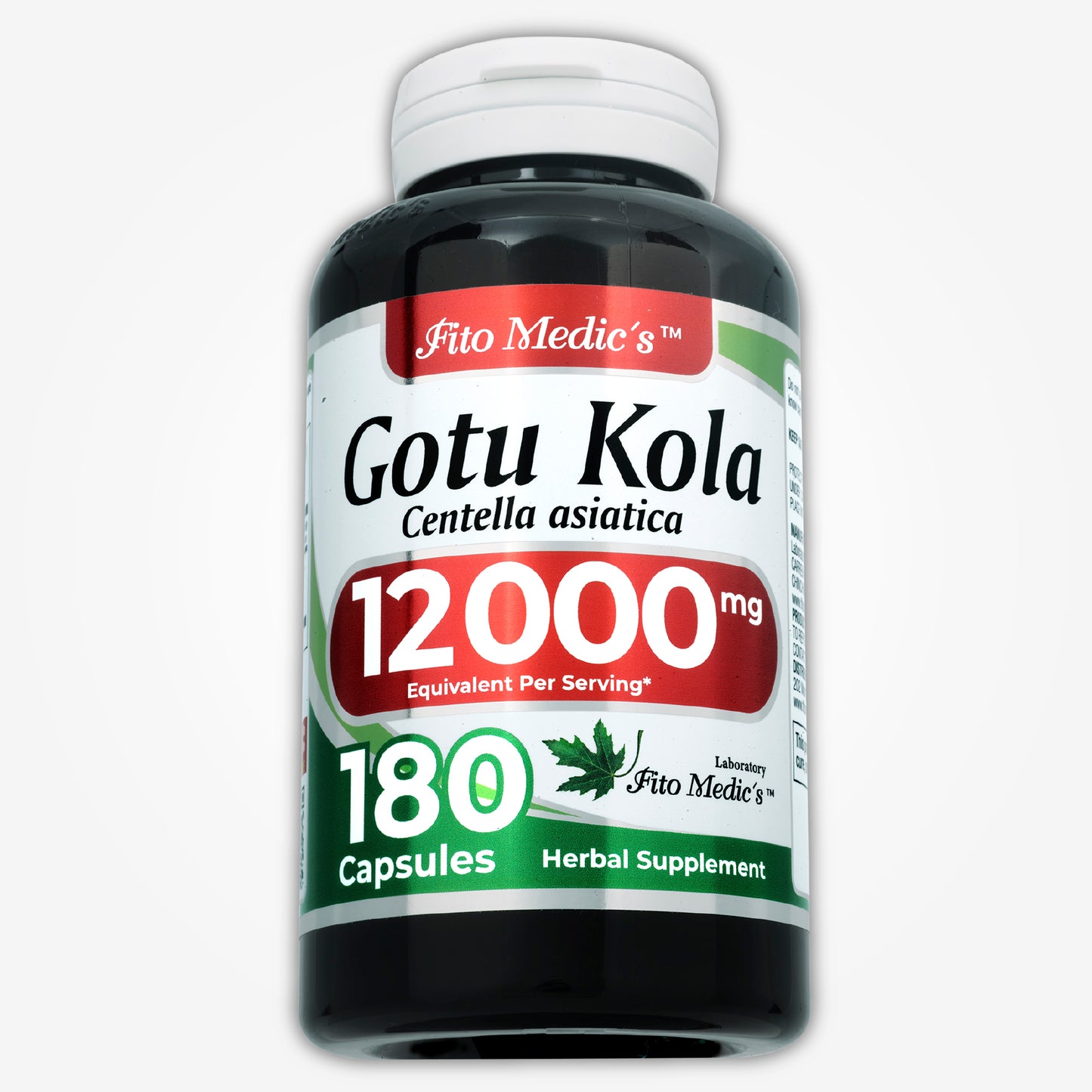 Gotu Kola | Centella Asiatica | 600 mg 20:1 per Serving | 180 Capsules