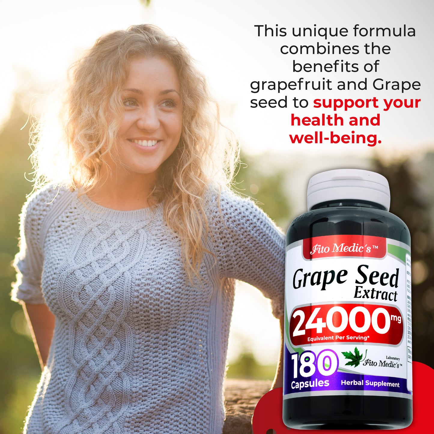 Grape Seed Extract - 24000 mg per serving -  180 Capsules - Ultra High Absorption