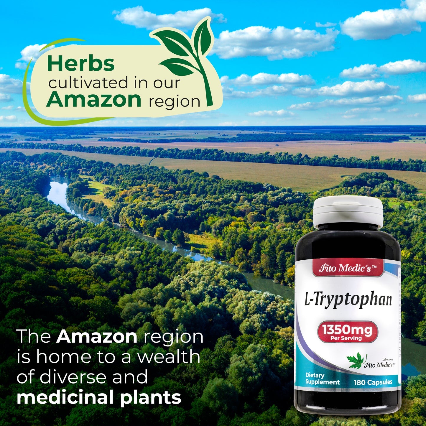 L-Tryptophan - 1350mg - 180 Capsules - Ultra High Absorption.