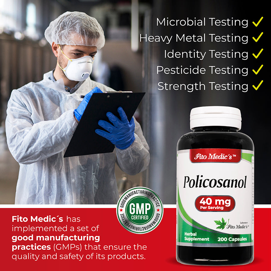 Policosanol - 40 mg per Serving - 200 Capsules - Ultra high Absorption