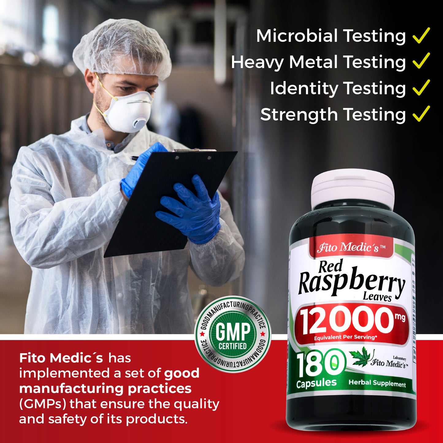 Red raspberry leaf | 180 capsules | 12000 mg | Ultra high Absorption.