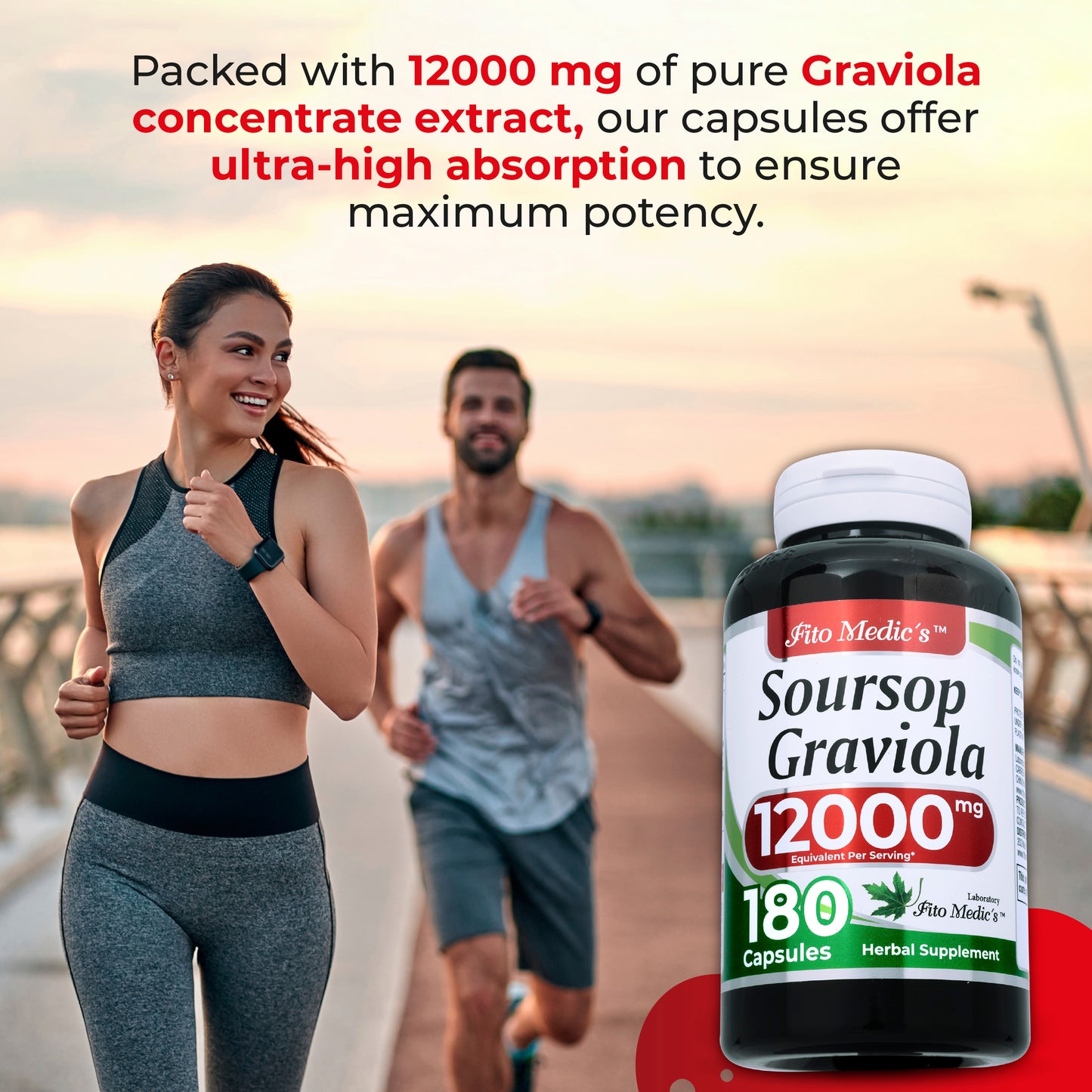 Graviola soursop - 12000 mg - 180 capsules - Ultra high Absorption.