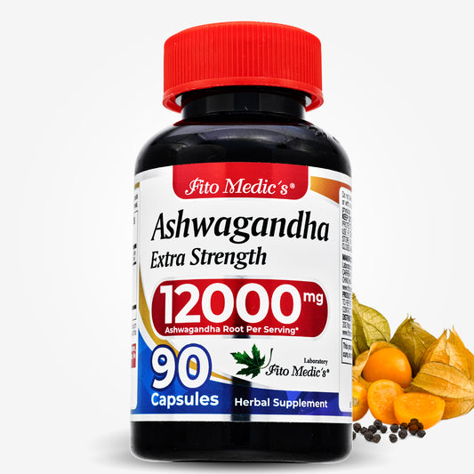Ashwagandha Supplement | 20:1 Root Extract | 12000 mg Equivalent Per Serving | 90 Capsules