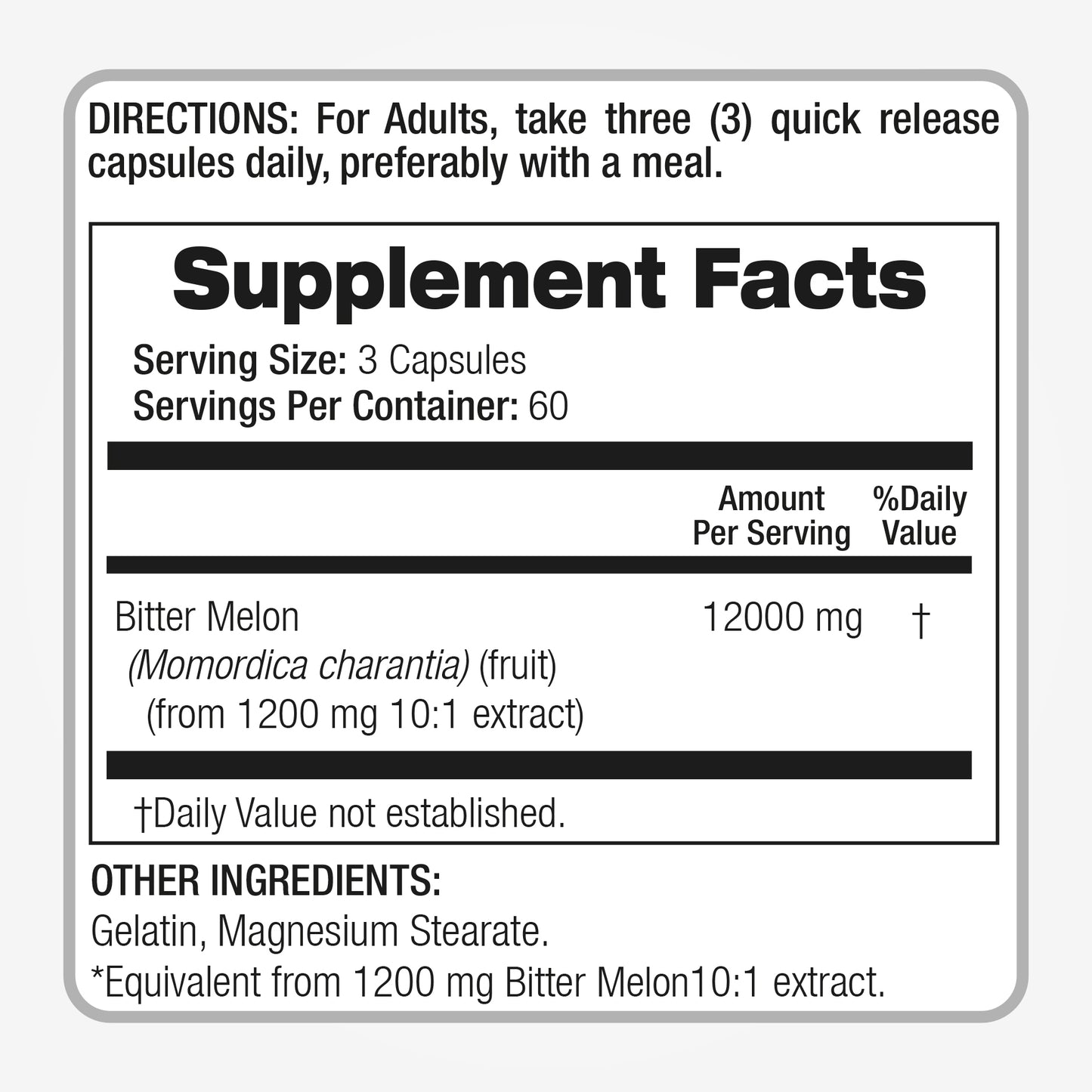Bitter Melon Extract 12000 mg Ultra high Absorption 180 Capsules