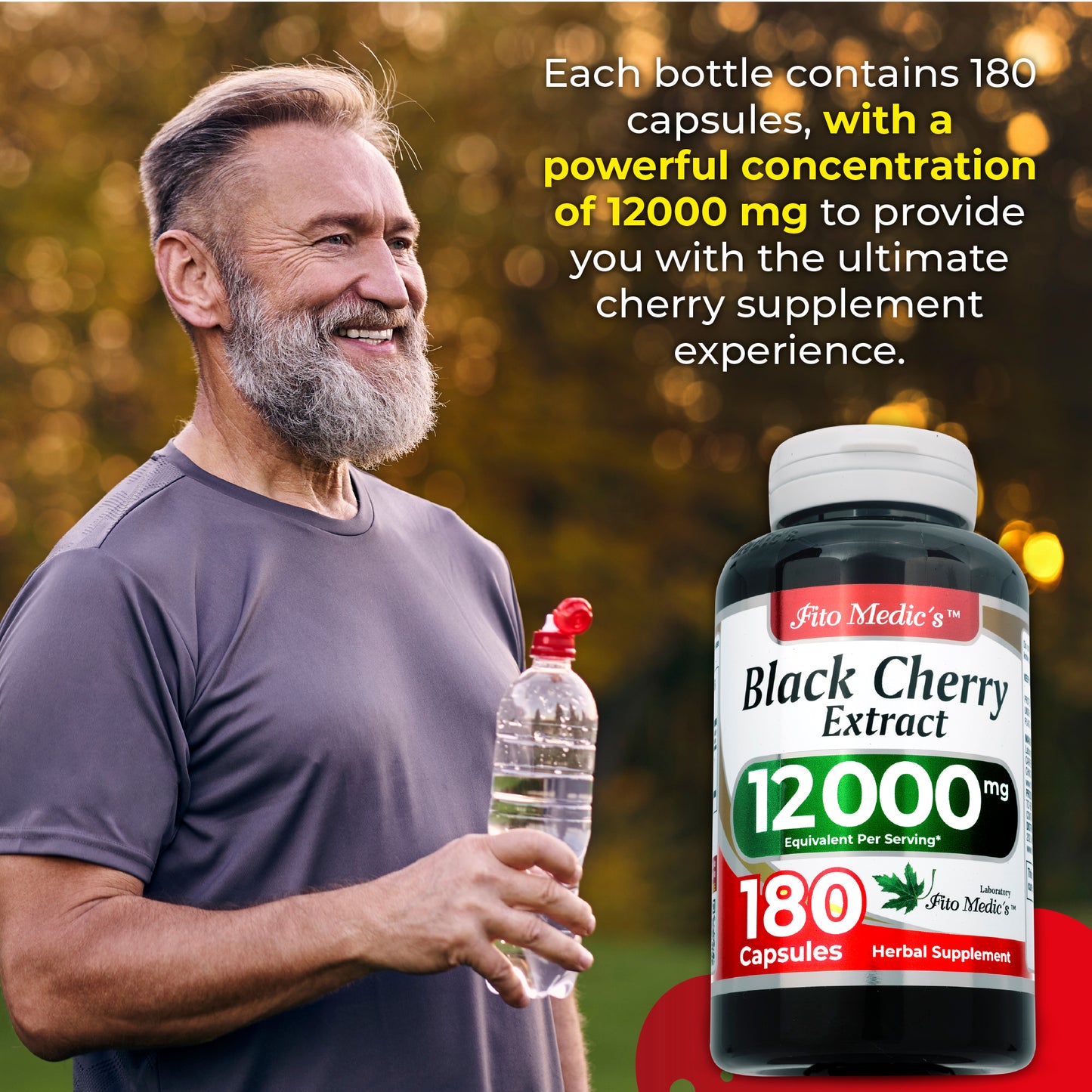 Black Cherry Extract 12000 mg Ultra High Absorption 180 Capsules