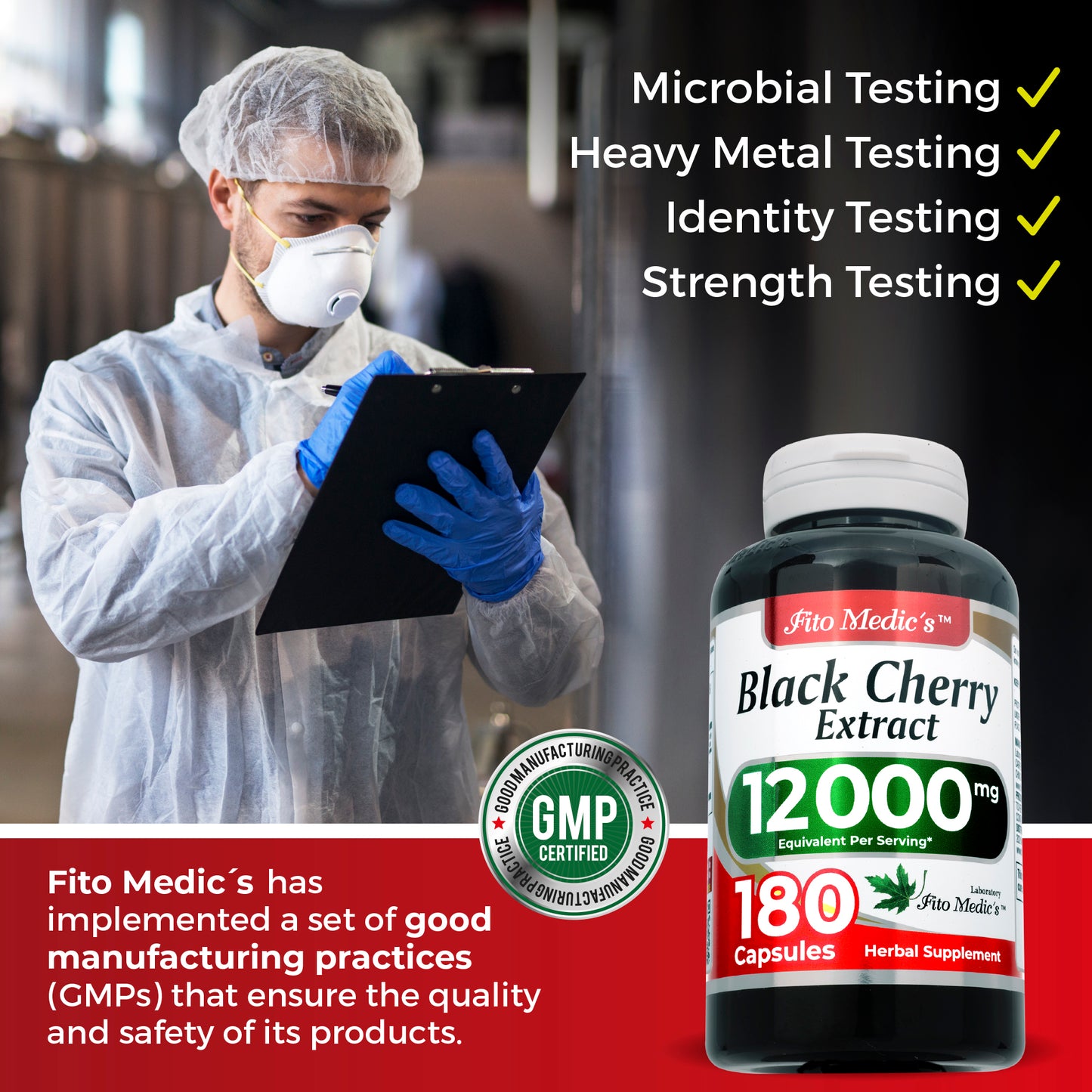 Black Cherry Extract 12000 mg Ultra High Absorption 180 Capsules
