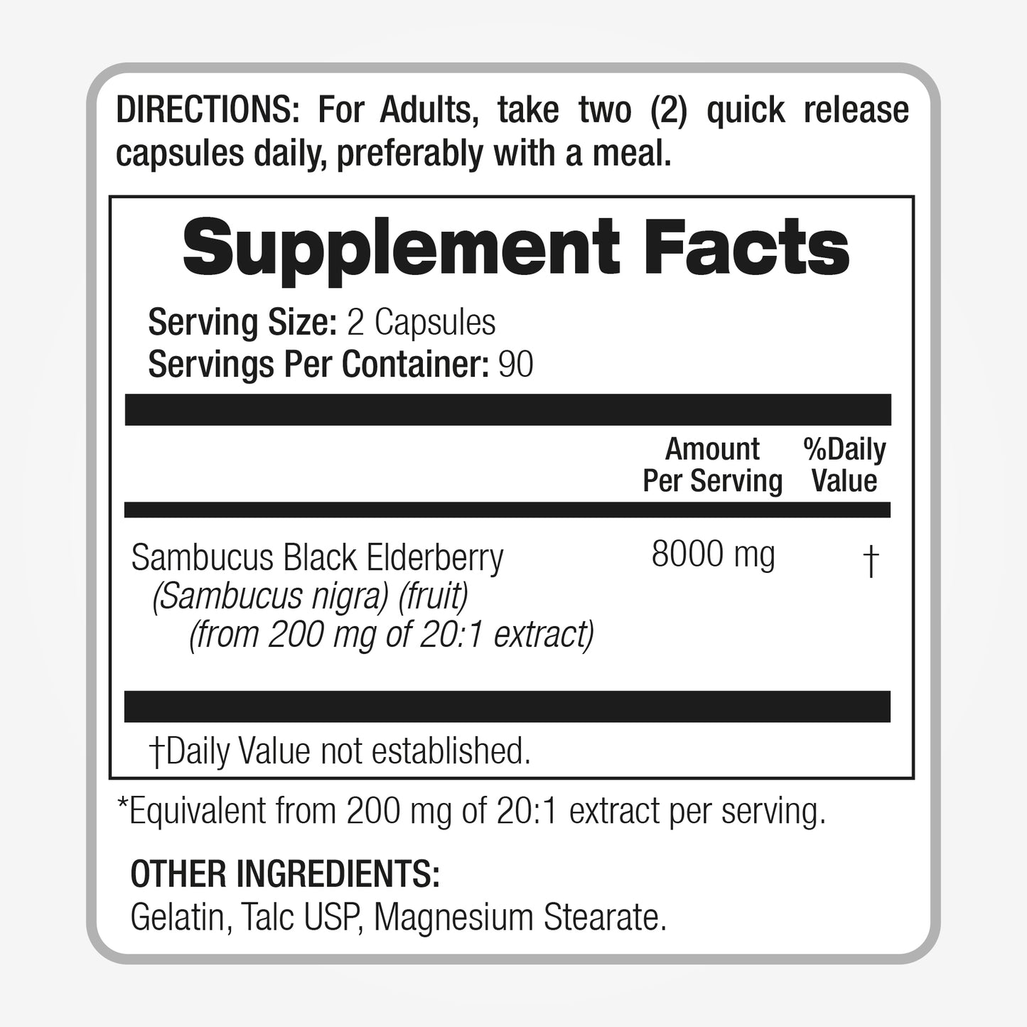 Sambucus Elderberry 8000 mg Ultra high Absorption 180 Capsules