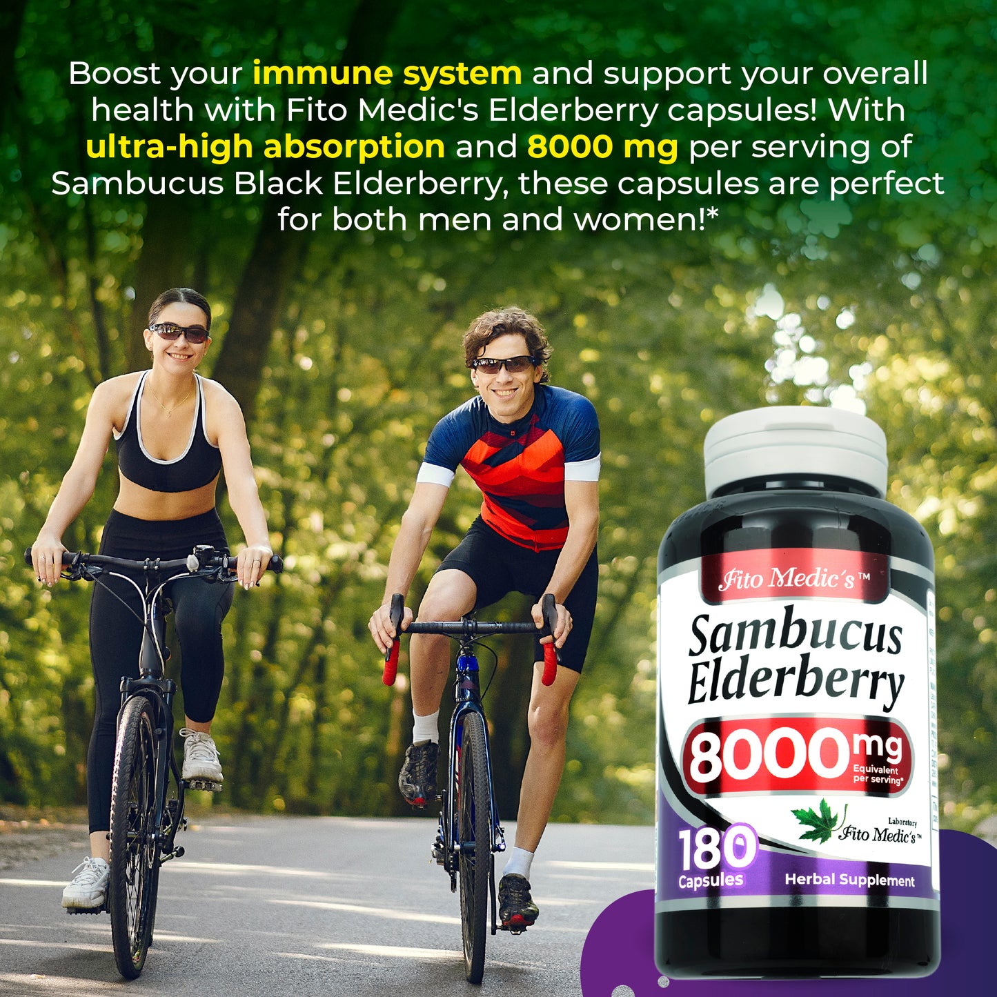 Sambucus Elderberry 8000 mg Ultra high Absorption 180 Capsules