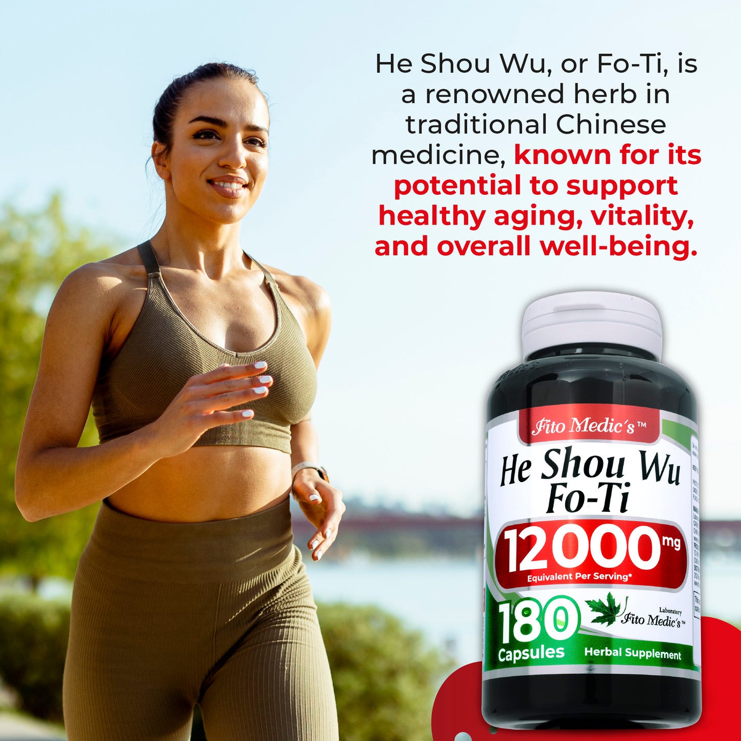 He shou wu fo ti Capsules 12000 mg Ultra high Absorption 180 Capsules