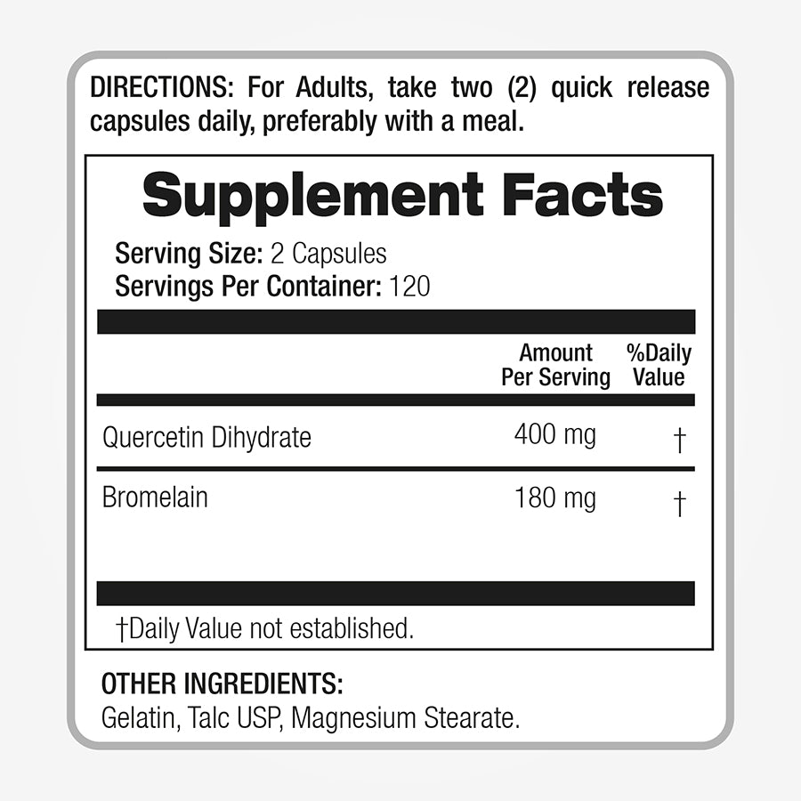 Quercetin with Bromelain Ultra high Absorption 240 Capsules
