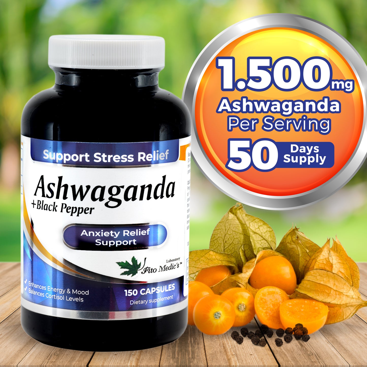 Ashwagandha Fito Medic´s - 150 Caps -Thyroid Support, Joints, Adaptogens- Helps Support a Healthy Response to Stress, The Immune System.