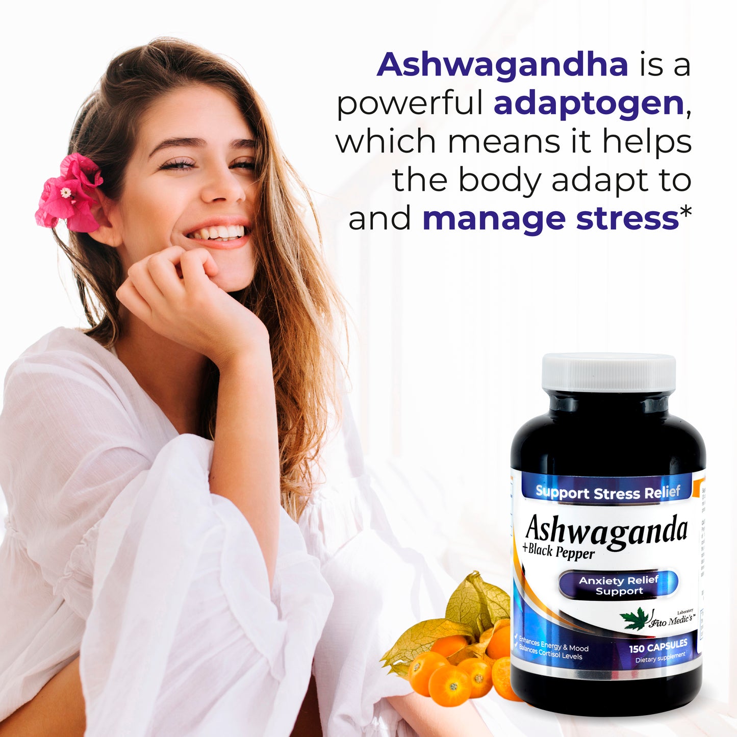 Ashwagandha Fito Medic´s - 150 Caps -Thyroid Support, Joints, Adaptogens- Helps Support a Healthy Response to Stress, The Immune System.